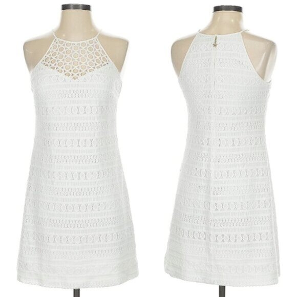 Lilly Pulitzer Dress Beachy Boho Crochet Lace Overlay Size XS Solid White - Picture 1 of 3